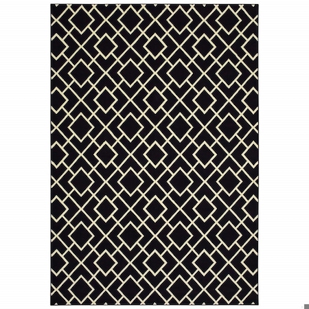 Homeroots 9 x 12 ft. Black Ivory Machine Woven Geometric Diamonds Indoor Area Rug 388416